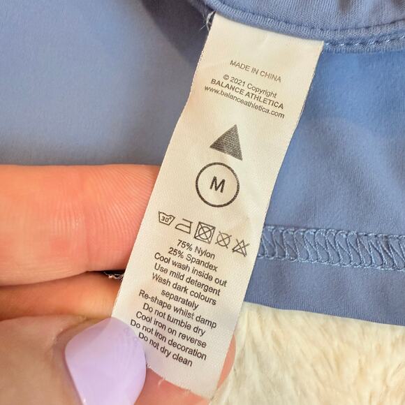 Balance Athletica Workout Top Stretch Spots Bra Yoga M Blue Cropped Zip Up - Picture 10 of 10